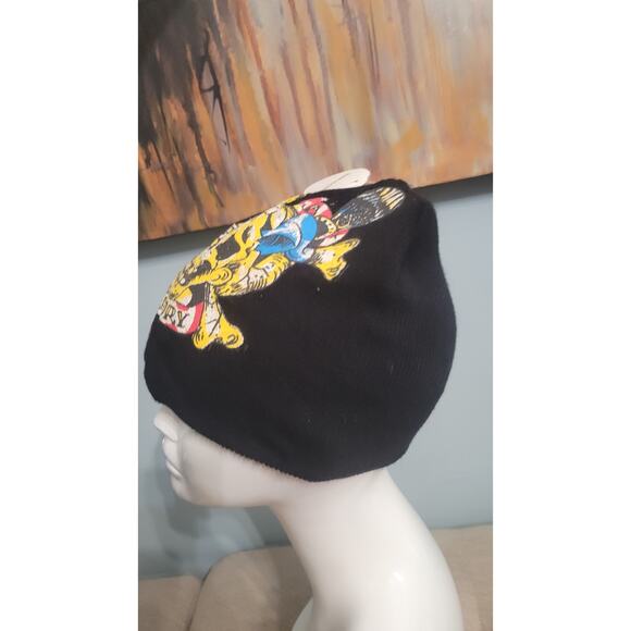 Tianruo Old Glory Skull Beanie Knit Hat NWT Black Skull Crossbones Graphic Biker - Picture 5 of 5